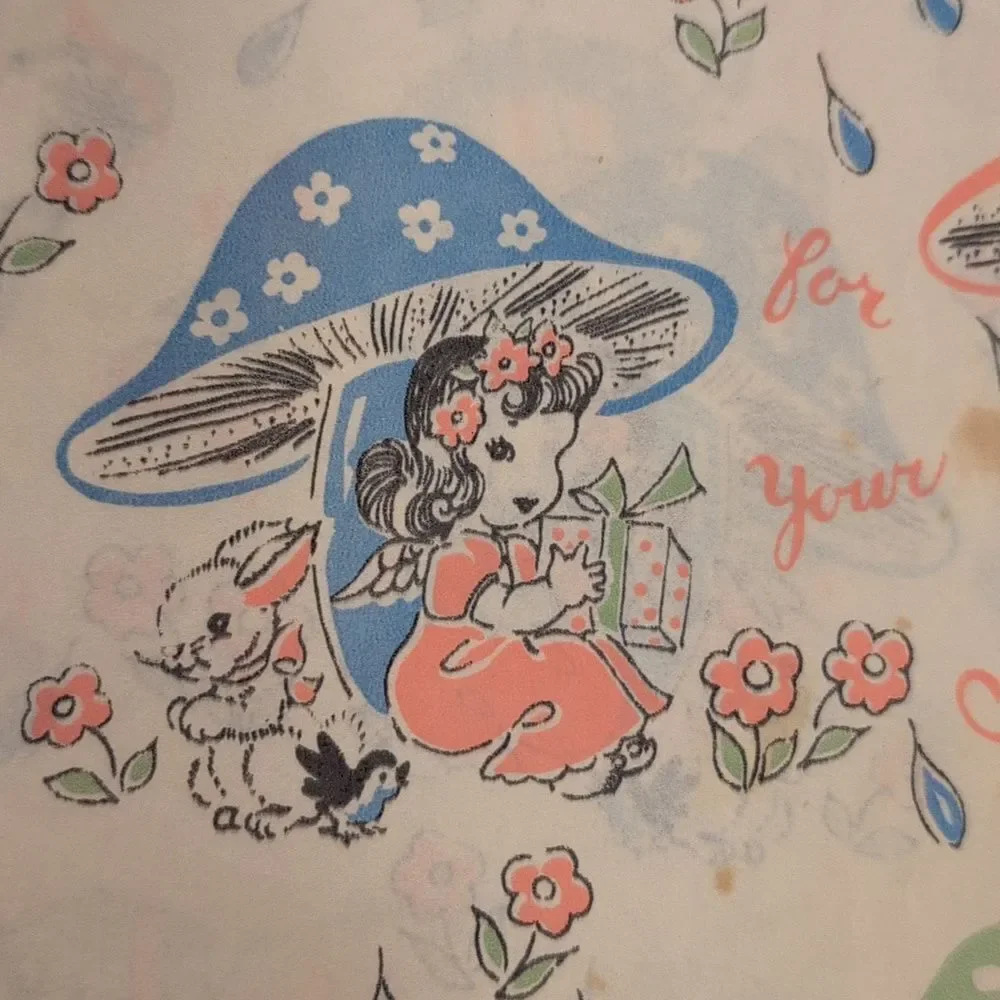 MCM Vintage 50s 60s 70s new baby shower wrapping paper lot‎